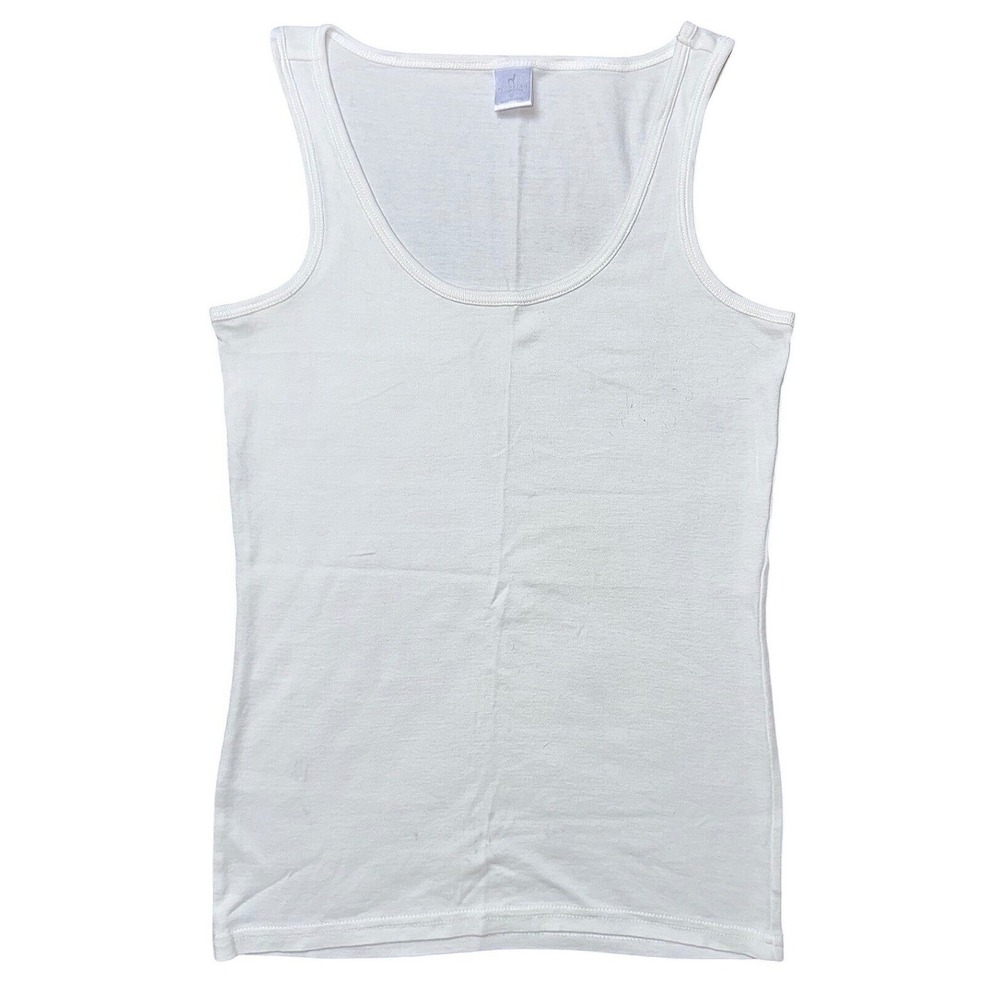 Peruvian Connection White Scoop Neck Tank Top Slim Fit Size S Made in Peru